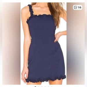 Superdown Midnight Blue Ruffle Hem Mini Dress